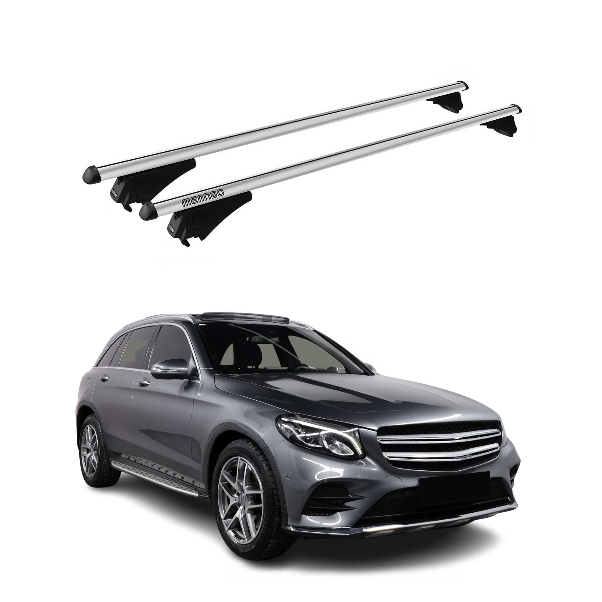 Menabo Barras de Techo Coche Baca para Mercedes GLC X253 2015-2020 Gris Alu 2Pza