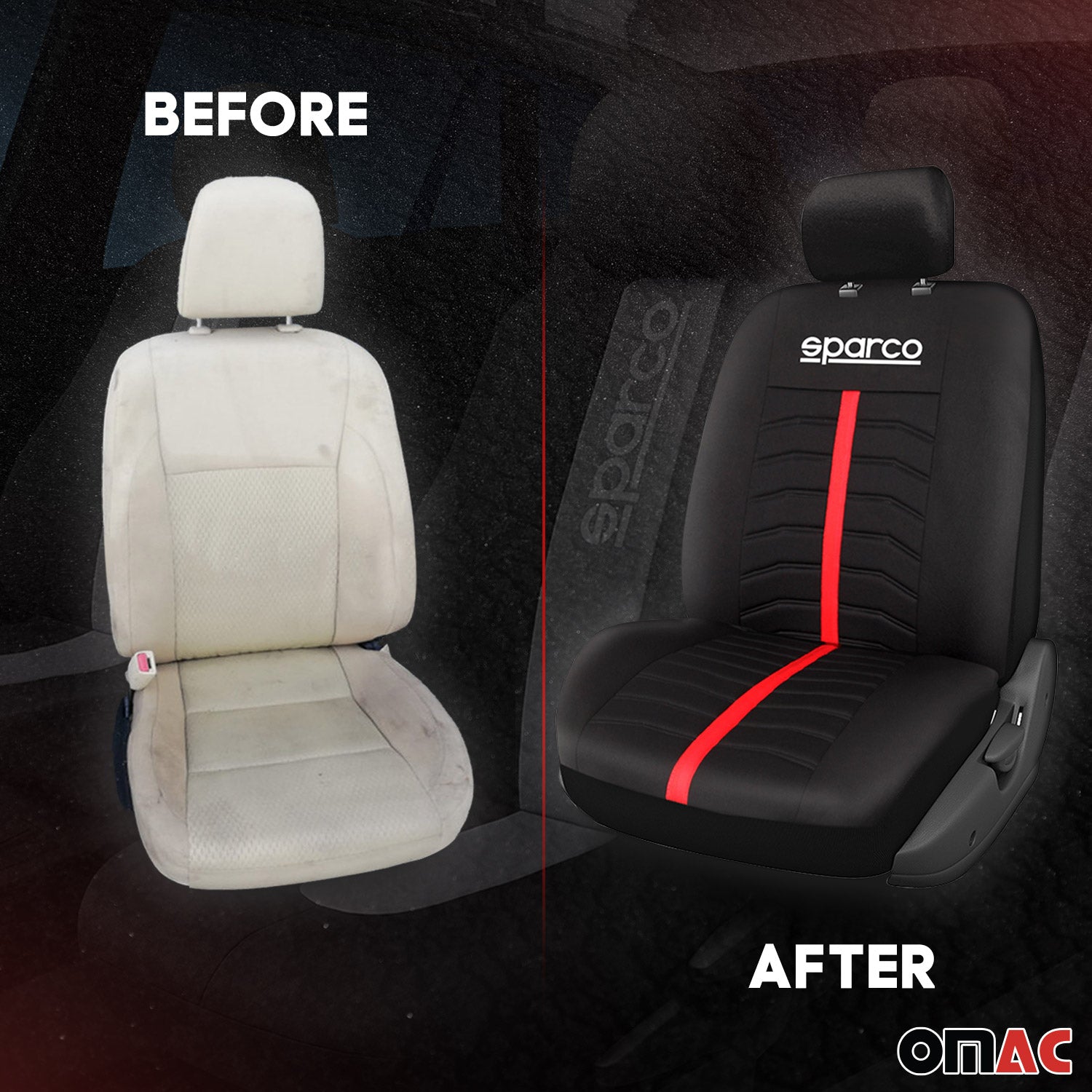 Sparco Funda de Asiento Universal Delantero Trasero Negro Rojo Poliéster