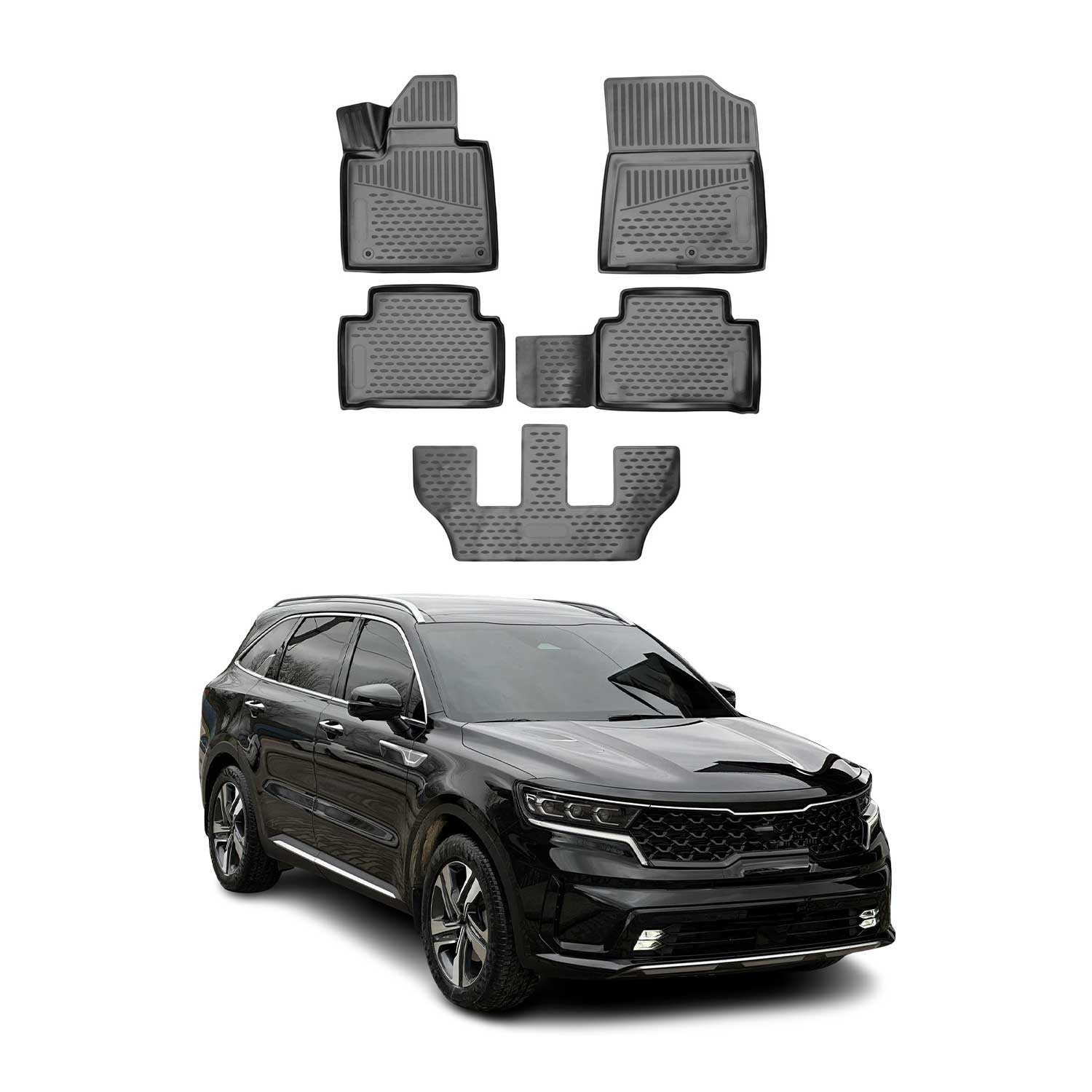 OMAC Alfombrillas De Coche para Kia Sorento 2021-2026 Negro Goma TPE 5Pza