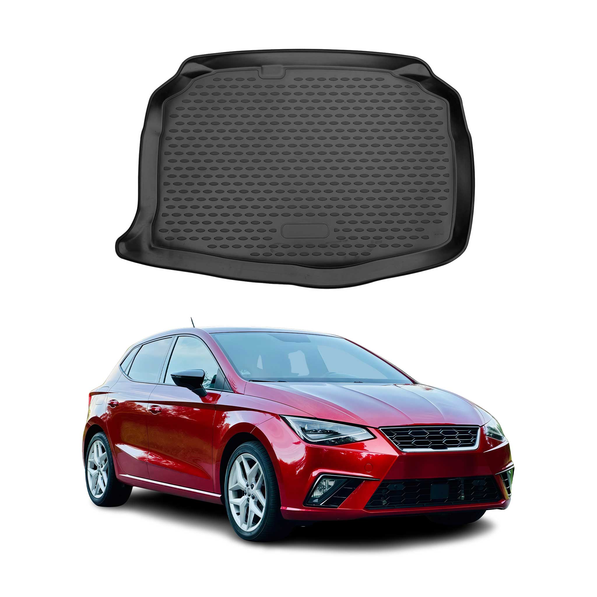 OMAC Bandeja Maletero Alfombrilla para Seat Ibiza 2017-2021 Negro Goma TPE 1Pza