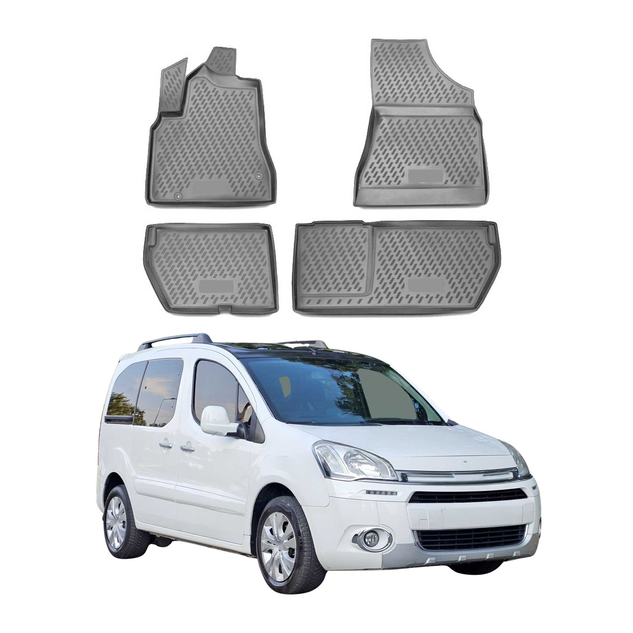 OMAC Alfombrillas De Coche para Citroen Berlingo 2008-2018 Gris Goma TPE 4Pza