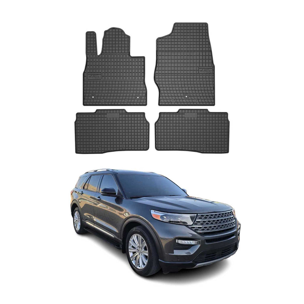 OMAC Alfombrillas De Coche para Ford Explorer 2019-2025 Negro Goma 4Pza