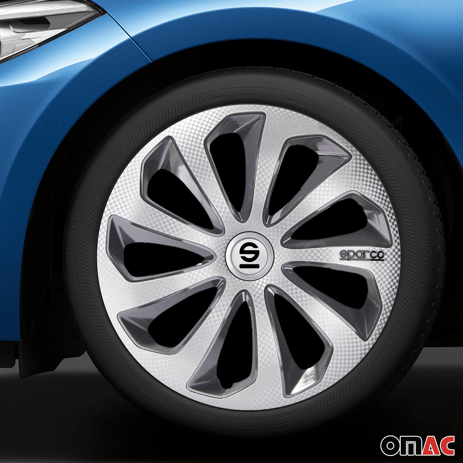 Sparco Tapacubos 16" pulgadas Universal Plata Carbono Gris ABS