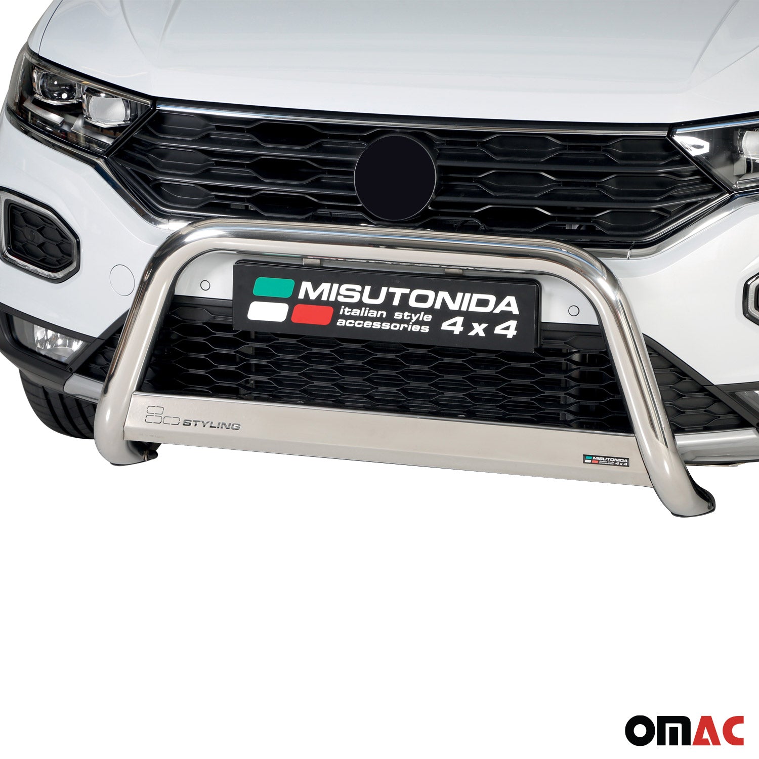 Bull Barra Frontal para VW T-Roc 2017-2025 Plata Brillante Acero 1Pza