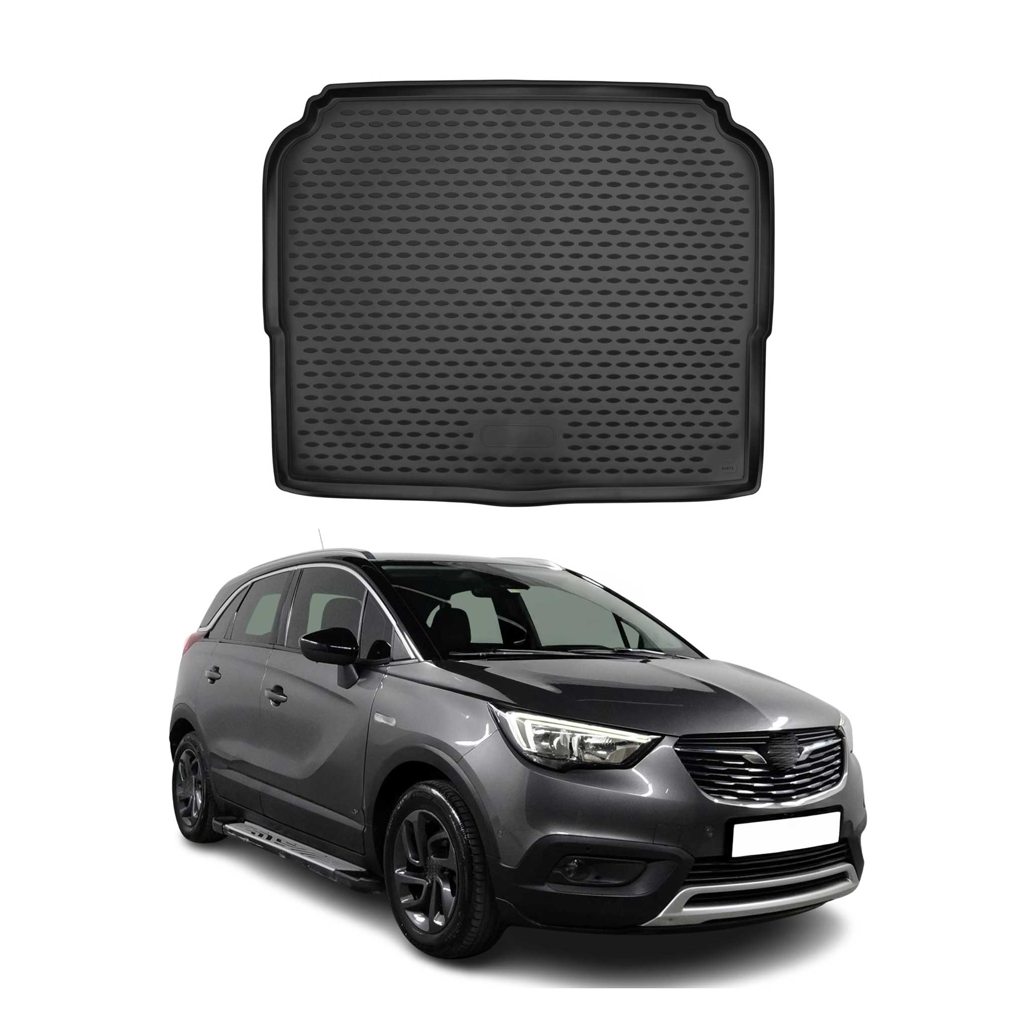OMAC Bandeja Maletero Alfombrilla para Opel Grandland X 2017-2021 Negro Goma TPE