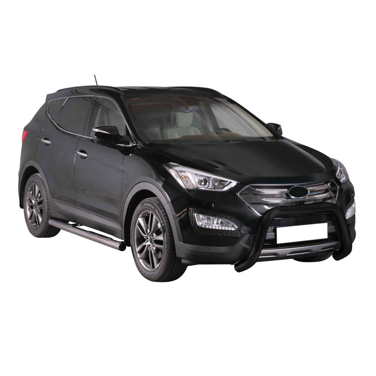 Bull Barra Frontal para Hyundai Santa Fe 2012-2015 Negro Brillante Acero 1Pza