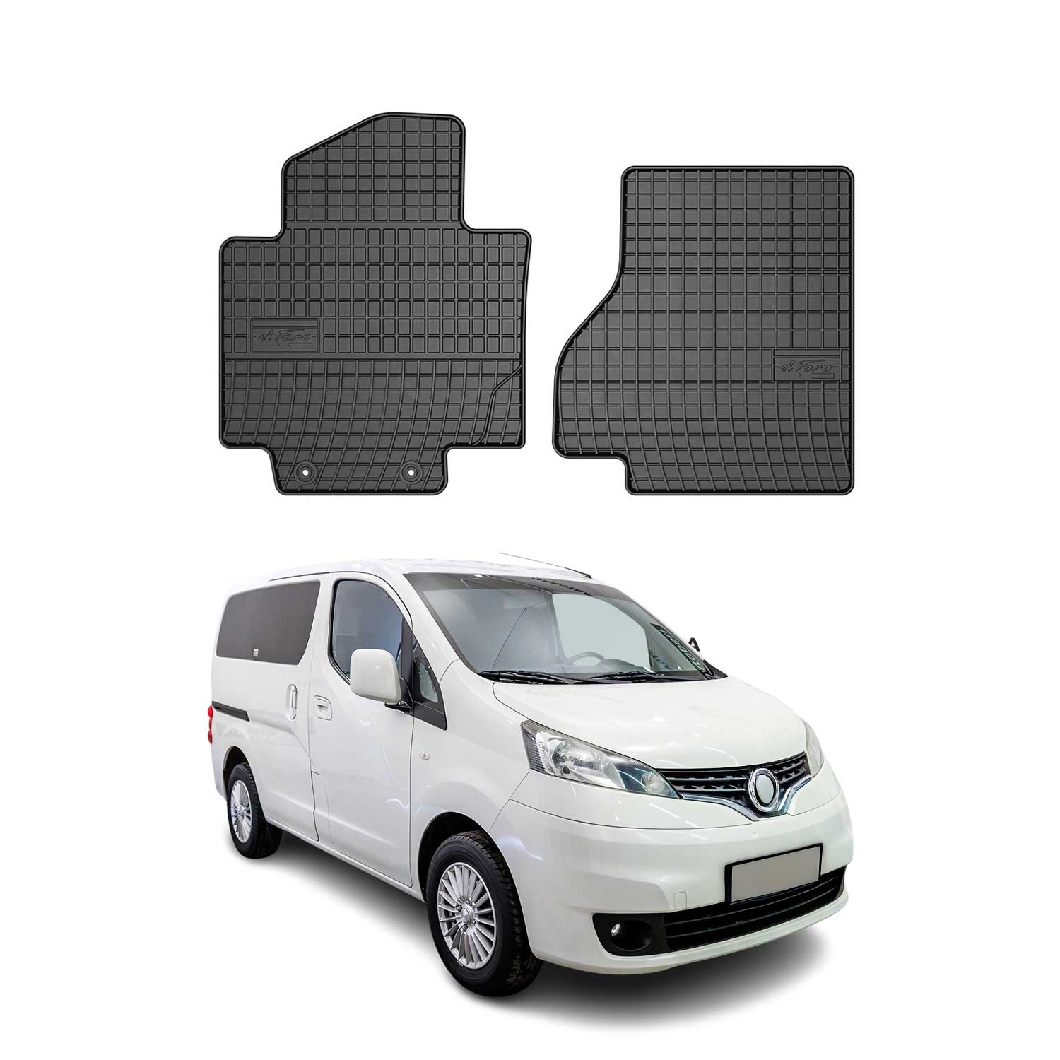 OMAC Alfombrillas De Coche para Nissan NV200 EV 2013-2025 Negro Goma 2Pza