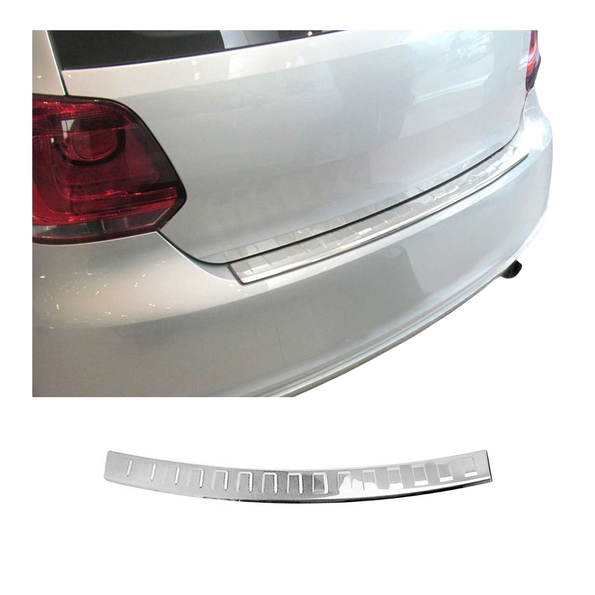 Protector de Parachoques Trasero para VW Polo 6R 2009-2017 Plata Brillante Acero