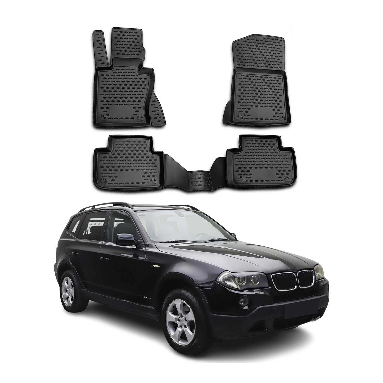 OMAC Alfombrillas De Coche para BMW X3 E83 2003-2010 Negro Goma TPE 4Pza