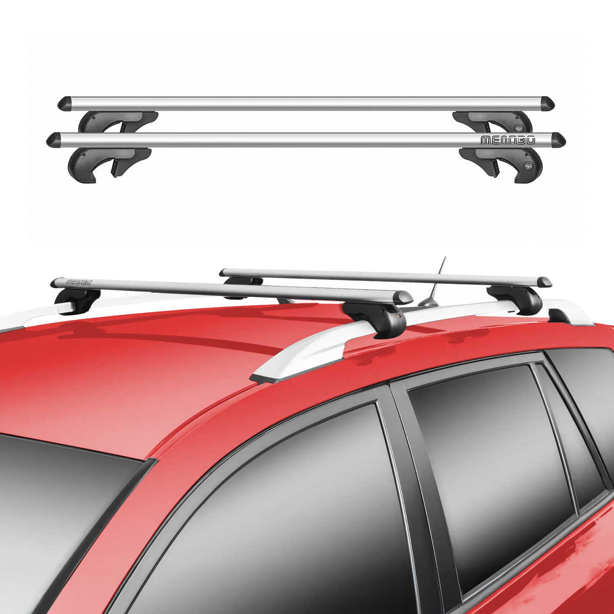 Menabo Barras de Techo Baca para BMW Serie 3 E46 Touring 1999-2005 Gris Alu 2Pza