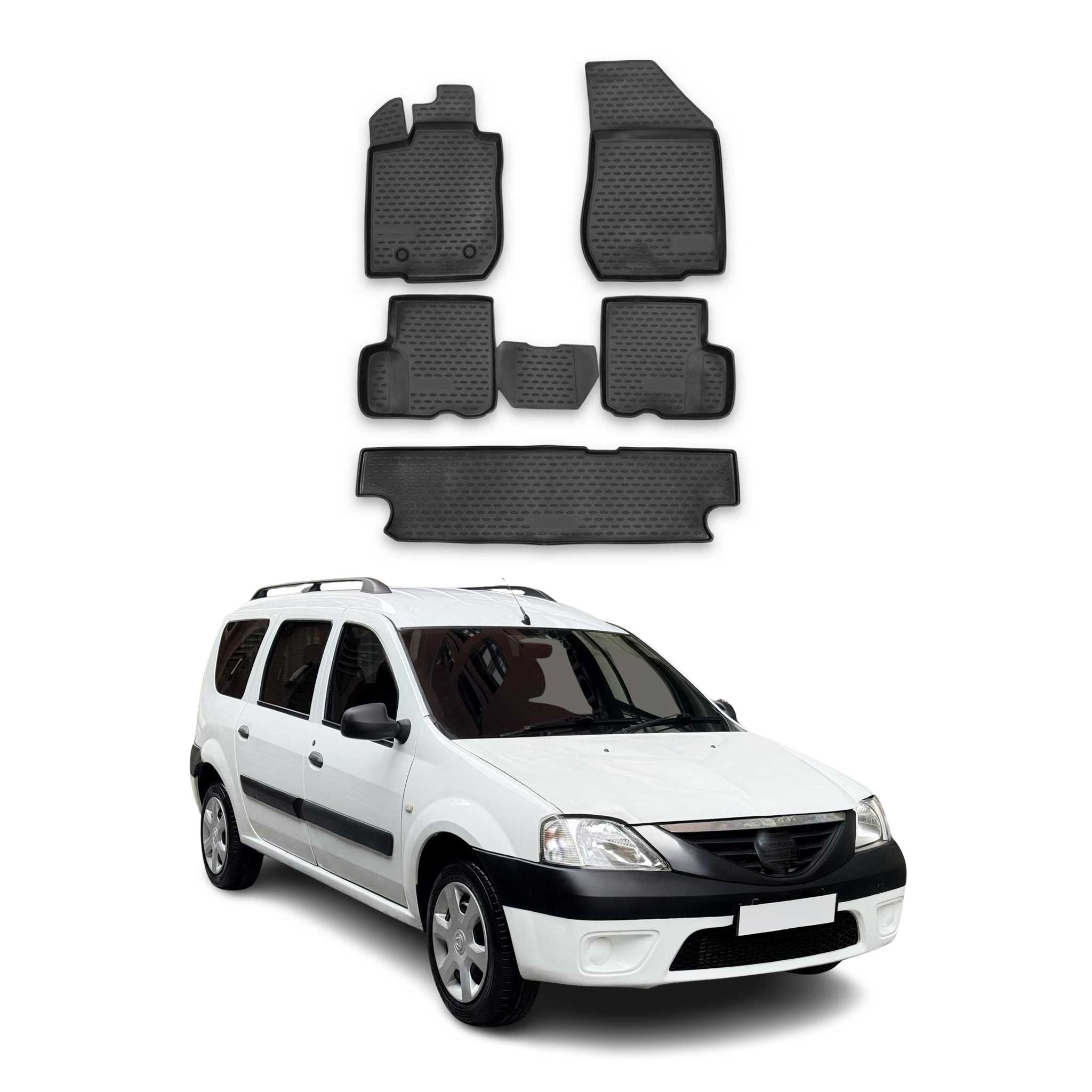 OMAC Alfombrillas De Coche para Dacia Logan MCV 2004-2012 Negro Goma TPE 5Pza