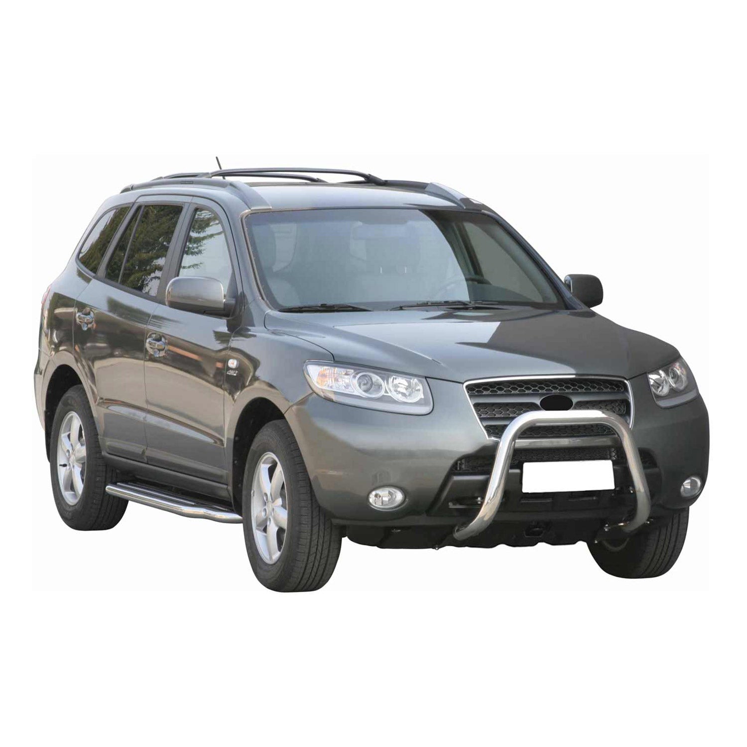 Bull Barra Frontal para Hyundai Santa Fe 2006-2009 Plata Brillante Acero 1Pza