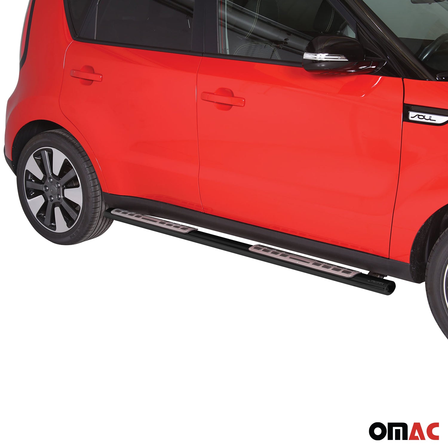 Par de Estribos Barras Laterales para Kia Soul 2013-2017 Negro Brillante Acero