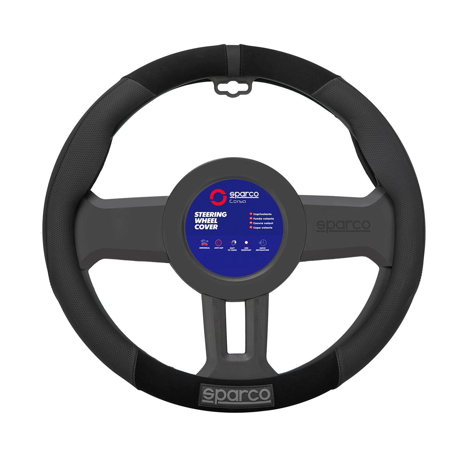 Sparco Cubierta de Para Volante de Automóvil Universal Negro Goma