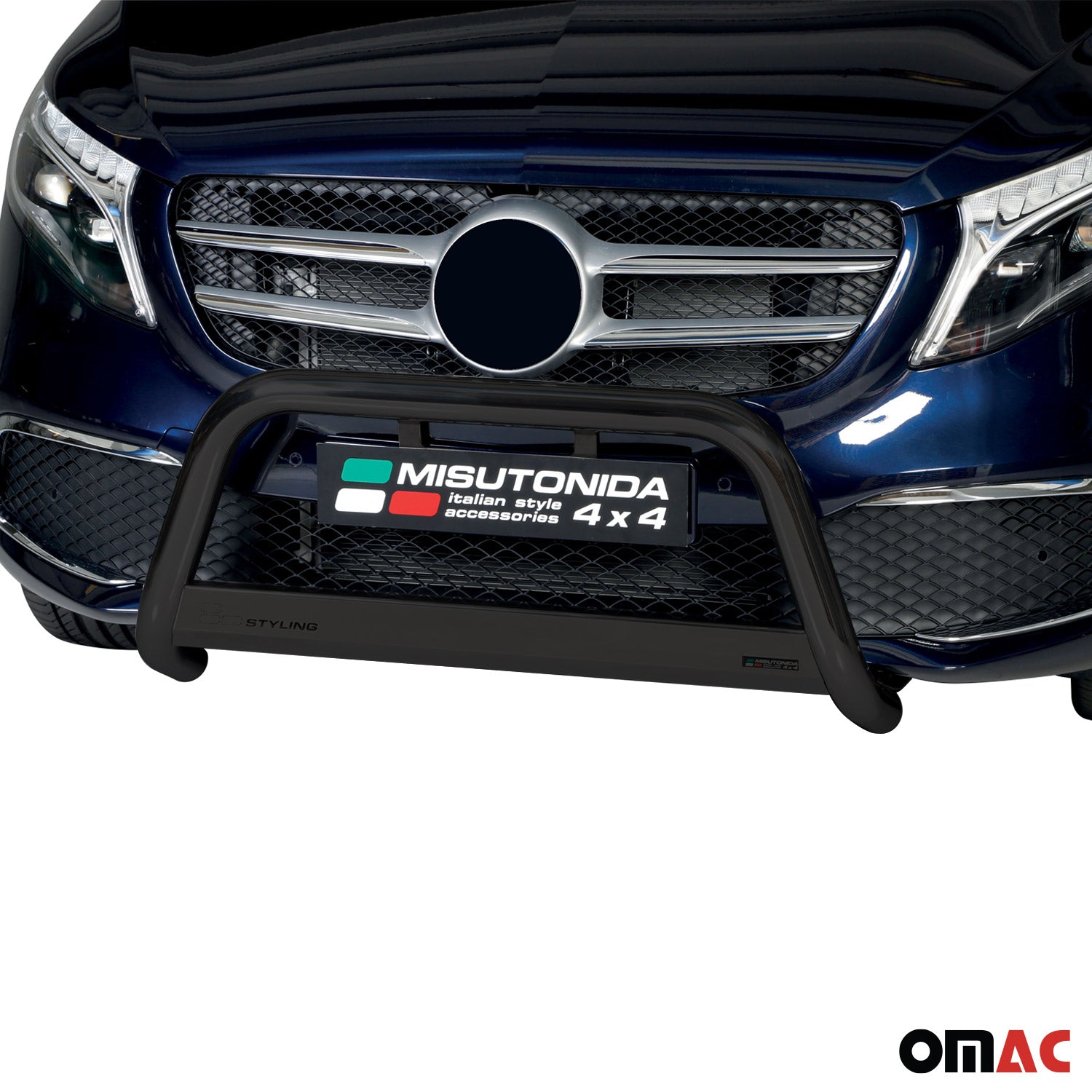 Bull Barra Frontal para Mercedes V Class 2020-2025 Negro Brillante Acero 1Pza
