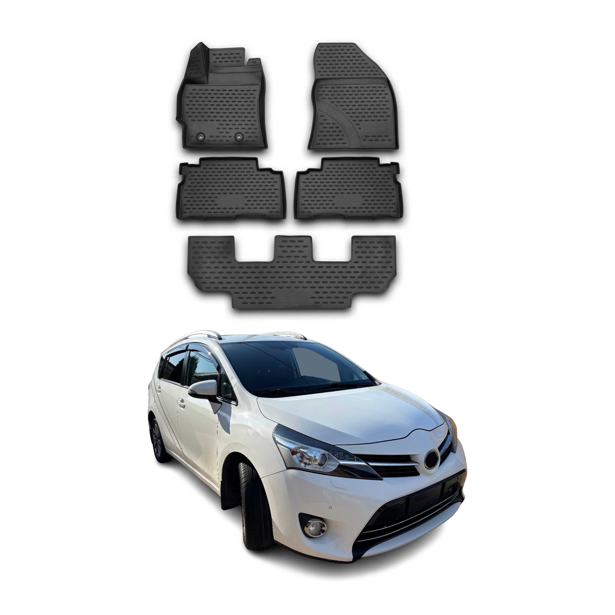 OMAC Alfombrillas De Coche para Toyota Verso 2013-2018 Negro Goma TPE 5Pza
