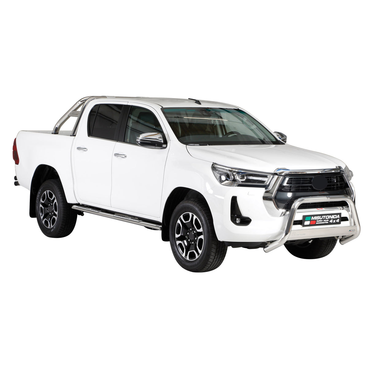 Bull Barra Frontal para Toyota Hilux 2021-2025 Plata Brillante Acero 1Pza
