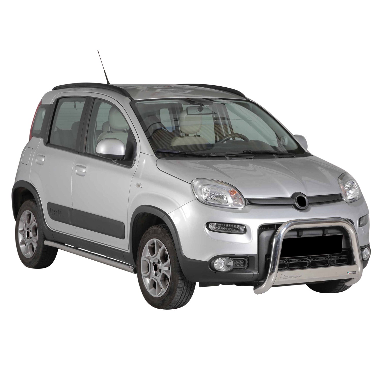 Bull Barra Frontal para Fiat Panda 4 2012-2022 Plata Brillante Acero 1Pza