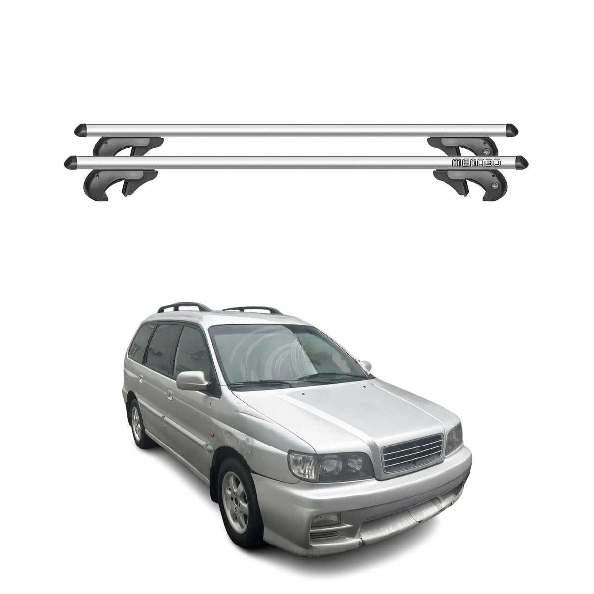Menabo Barras de Techo Baca para Kia Joice 2000-2002 Gris Aluminio 2Pza