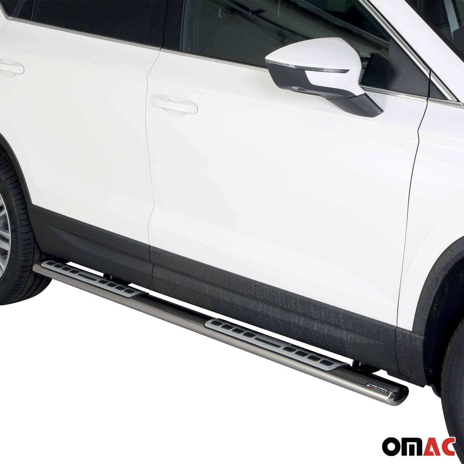 Par de Estribos Barras Laterales para Seat Ateca 2016-2020 Plata Acero 2x