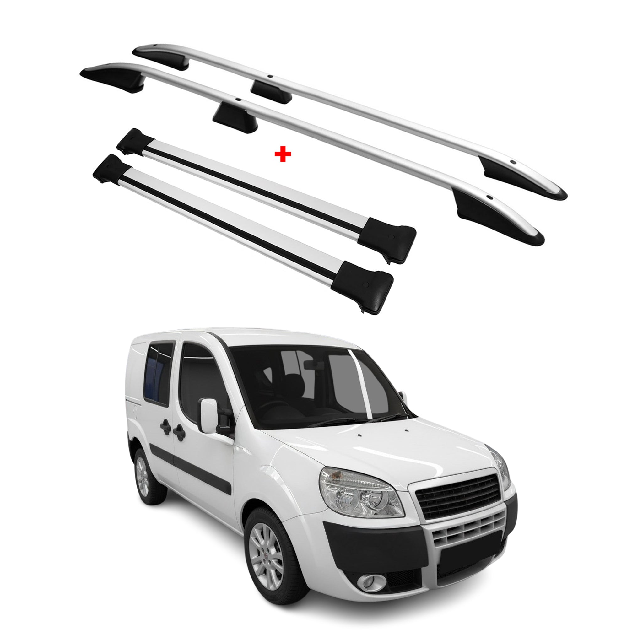 Rieles & Barras de Techo Coche para Fiat Doblo 2000-2010 Gris Aluminio 4Pza