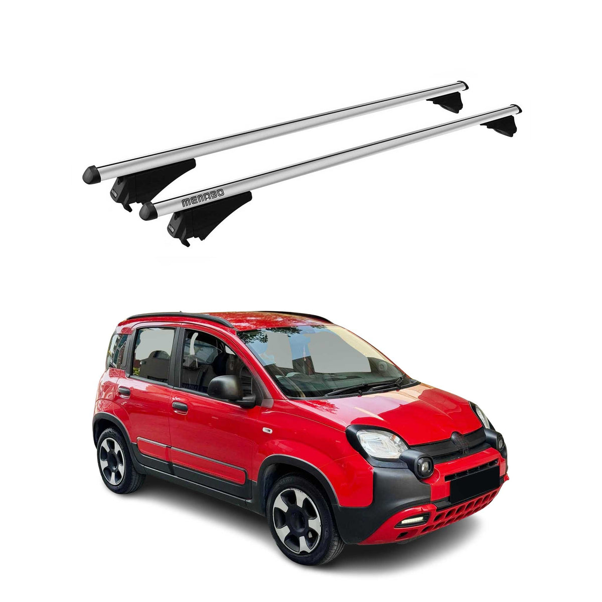 Menabo Barras de Techo Coche Barra para Fiat Panda 169 2003-2012 Gris Alu 2Pza