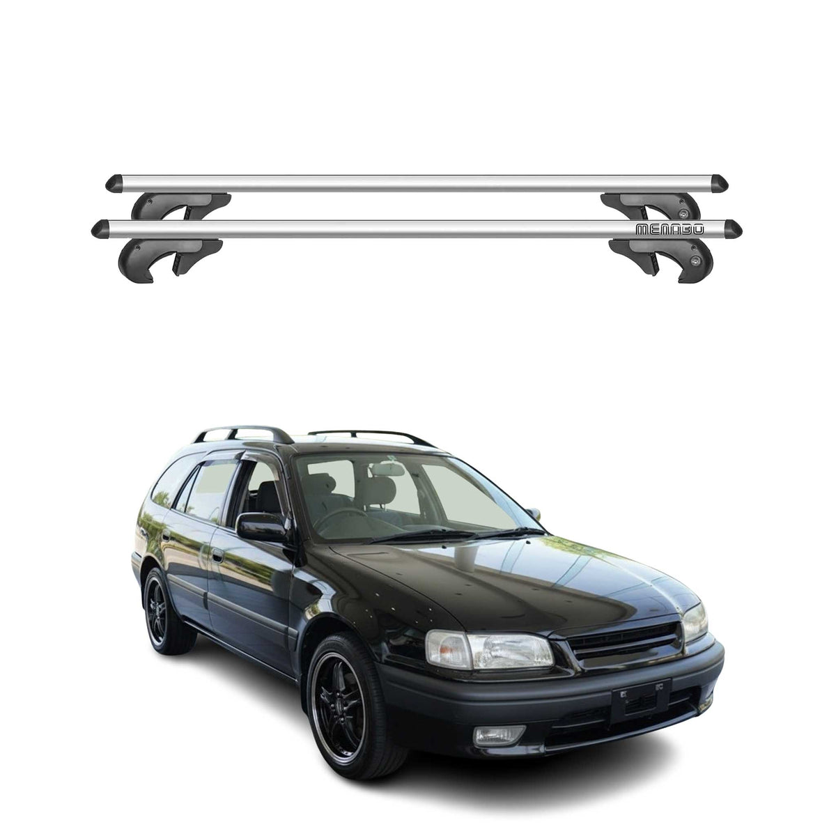 Menabo Barras de Techo Baca para Toyota Sprinter Familiar 1998-2002 Gris Alu 2x