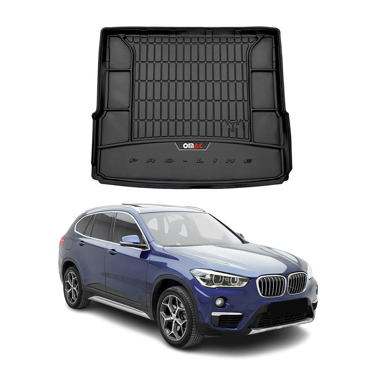OMAC Premium Bandeja Maletero Alfombrilla para BMW X1 F48 2015-2022 Negro TPE