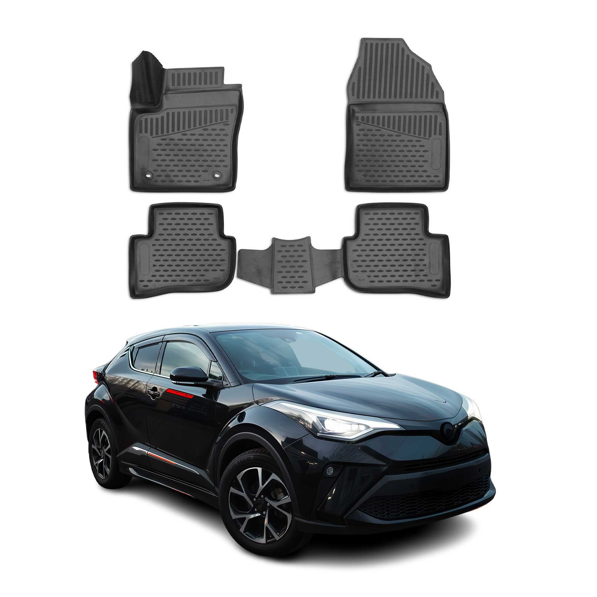 OMAC Alfombrillas De Coche para Toyota C-HR 2016-2024 Negro Goma TPE 4Pza