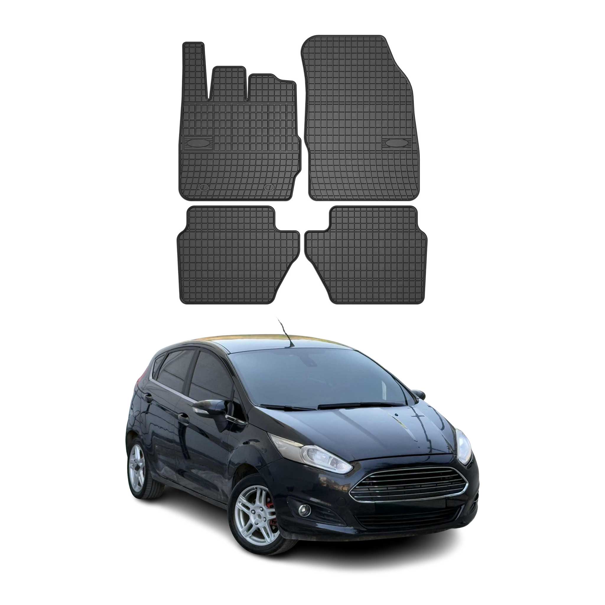 OMAC Alfombrillas De Coche para Ford Fiesta MK 2008-2017 Negro Goma 4Pza