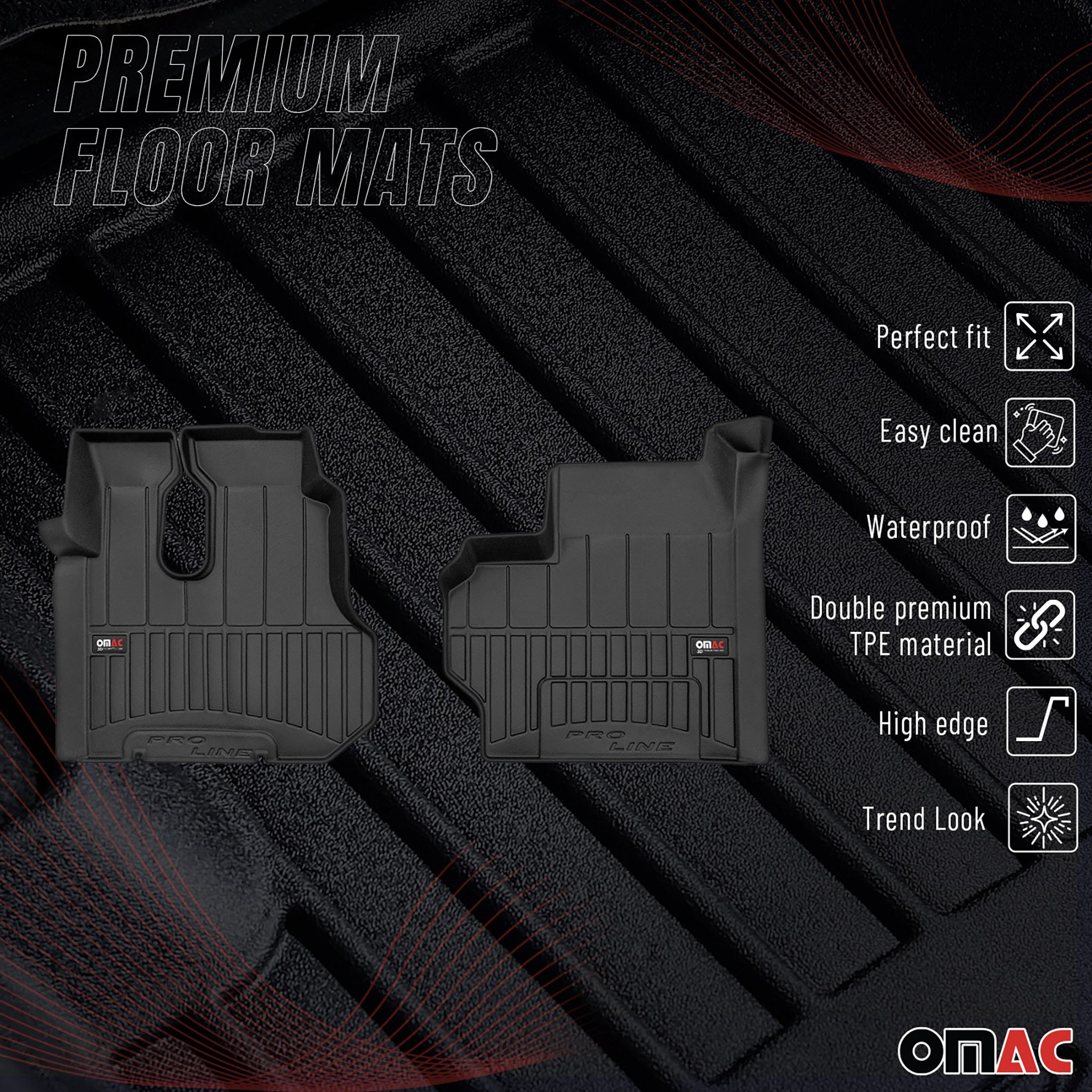 OMAC Premium Alfombrillas De Coche para Mercedes Actros MP3 2008-2011 Goma 2x