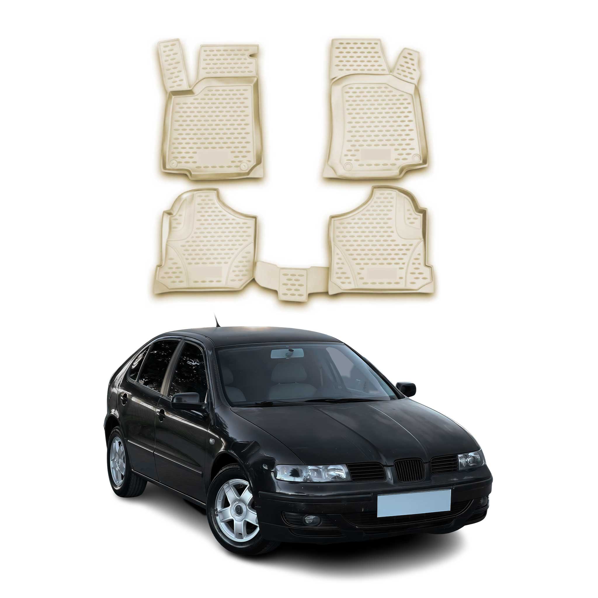 OMAC Alfombrillas De Coche para Seat Leon 1999-2005 Beige Goma TPE 4Pza