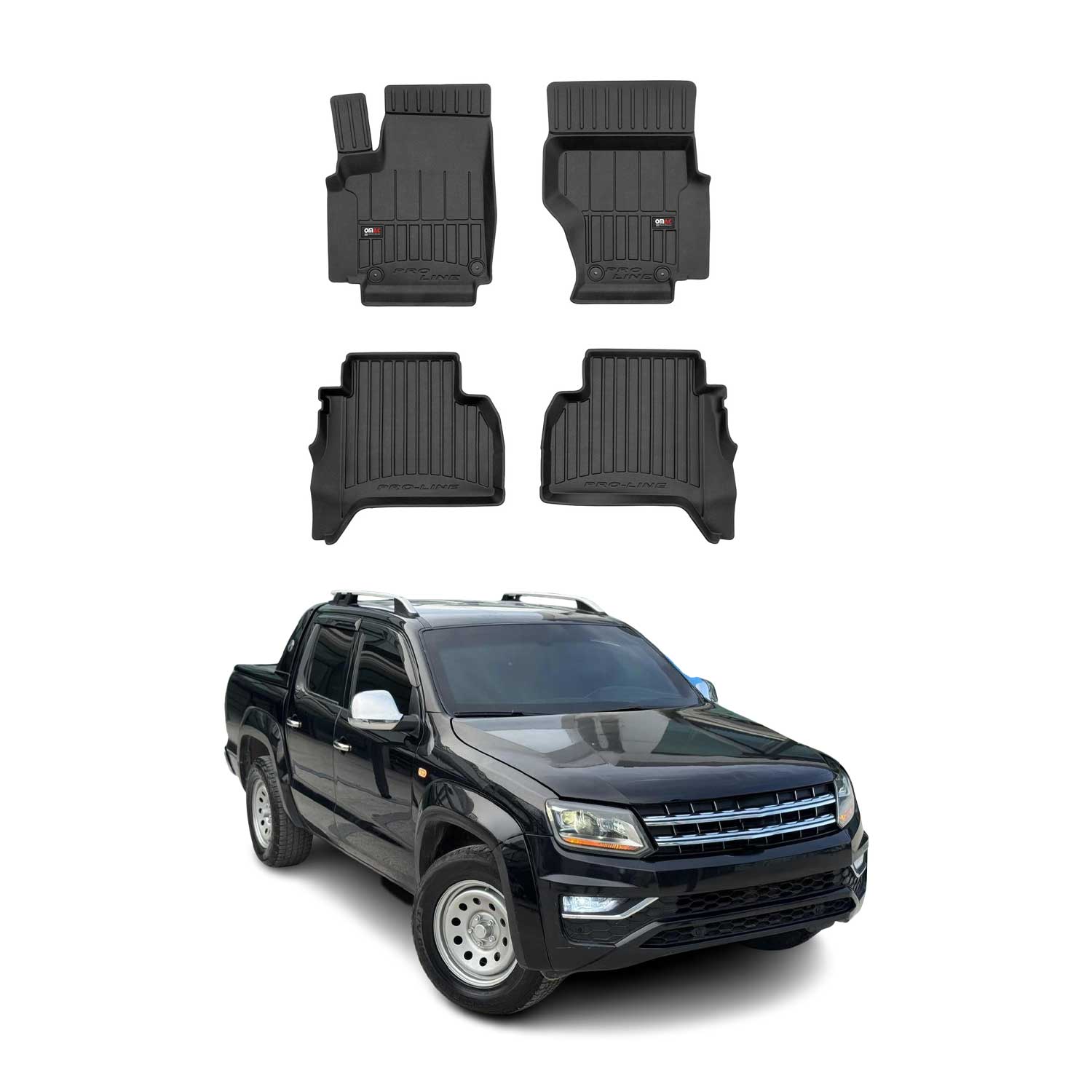 OMAC Premium Alfombrillas De Coche para VW Amarok Double Cab 2011-2021 Goma 4x