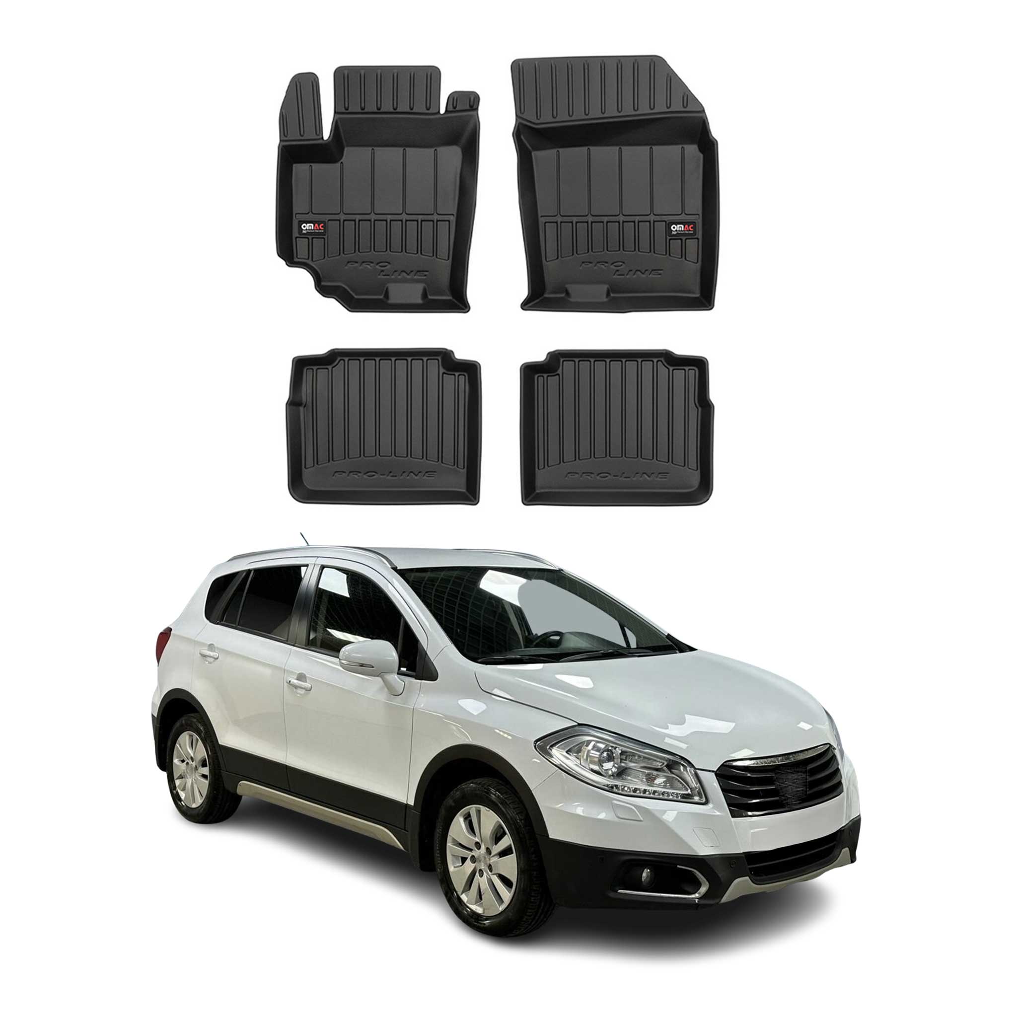 OMAC Premium Alfombrillas De Coche para Suzuki SX4 S-Cross 2013-2024 TPE Goma 4x