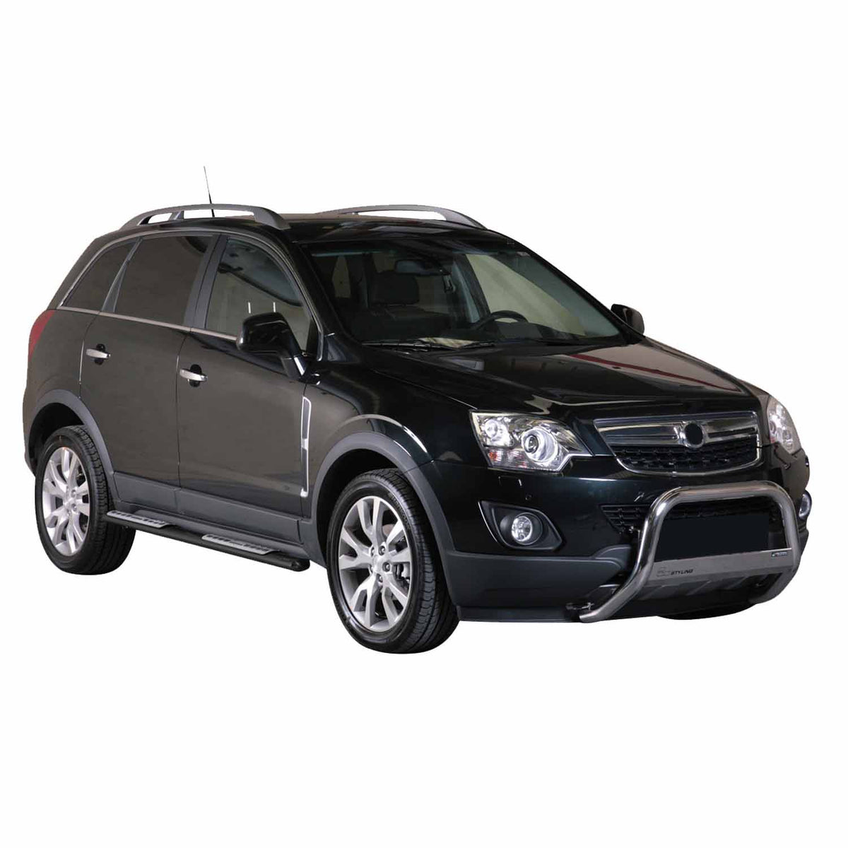 Par de Estribos Barras Laterales para Opel Antara 2011-2015 Negro Acero