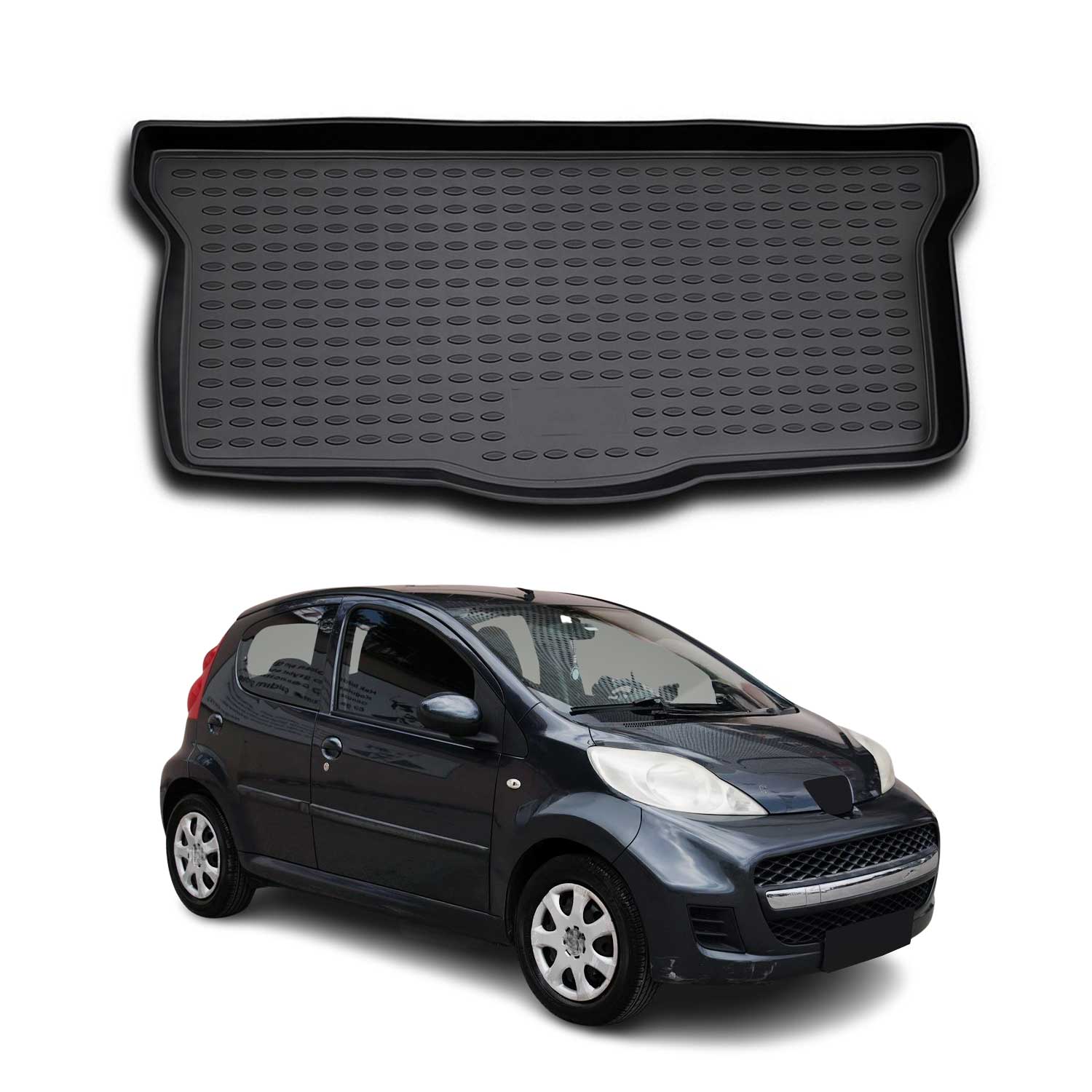 OMAC Bandeja Maletero Alfombrilla para Peugeot 107 2005-2014 Negro Goma TPE 1Pza