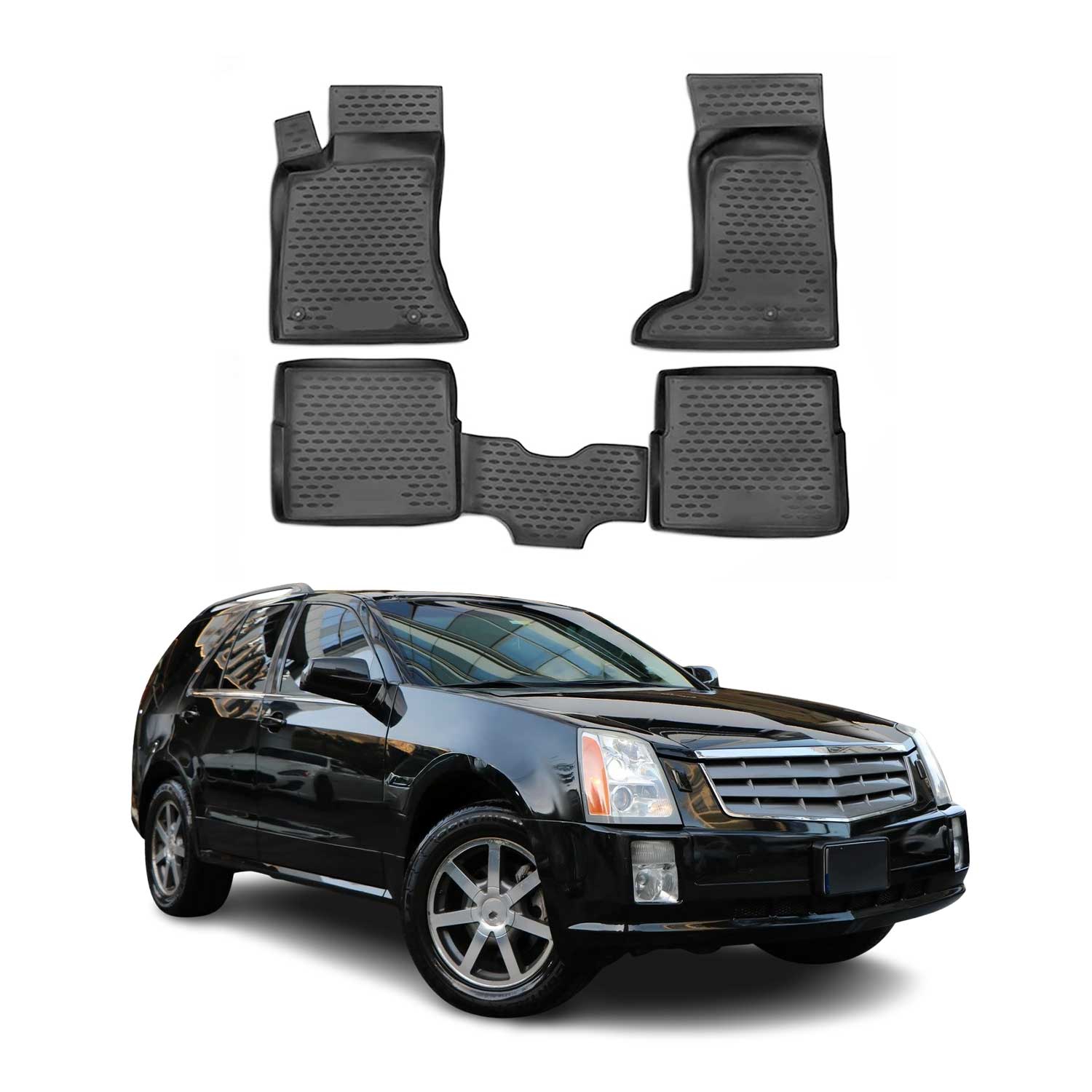 OMAC Alfombrillas De Coche para Cadillac SRX 2004-2009 Negro Goma TPE 4Pza