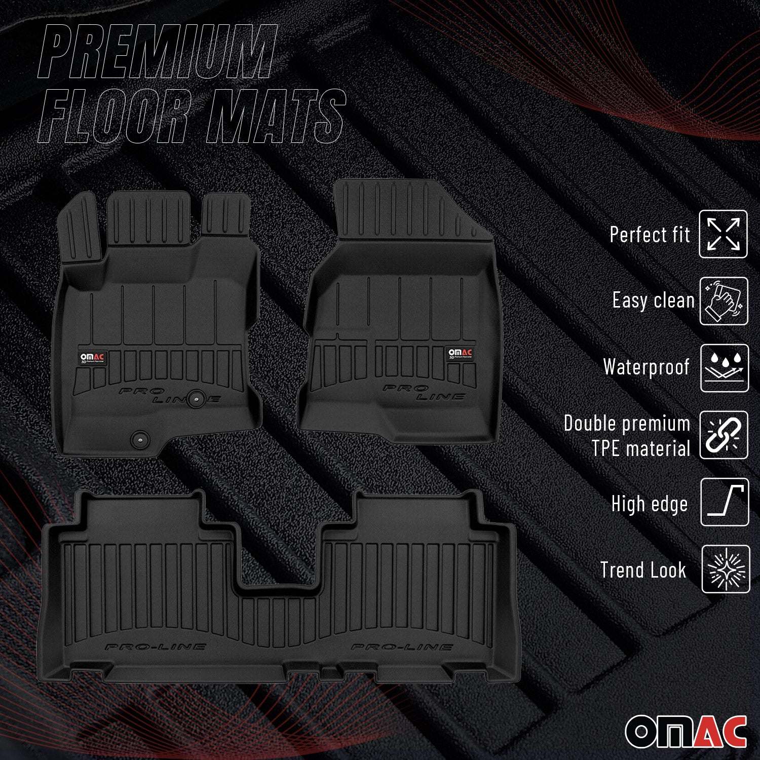 OMAC Premium Alfombrillas De Coche para Chevrolet Captiva 2006-2018 TPE Goma 3x