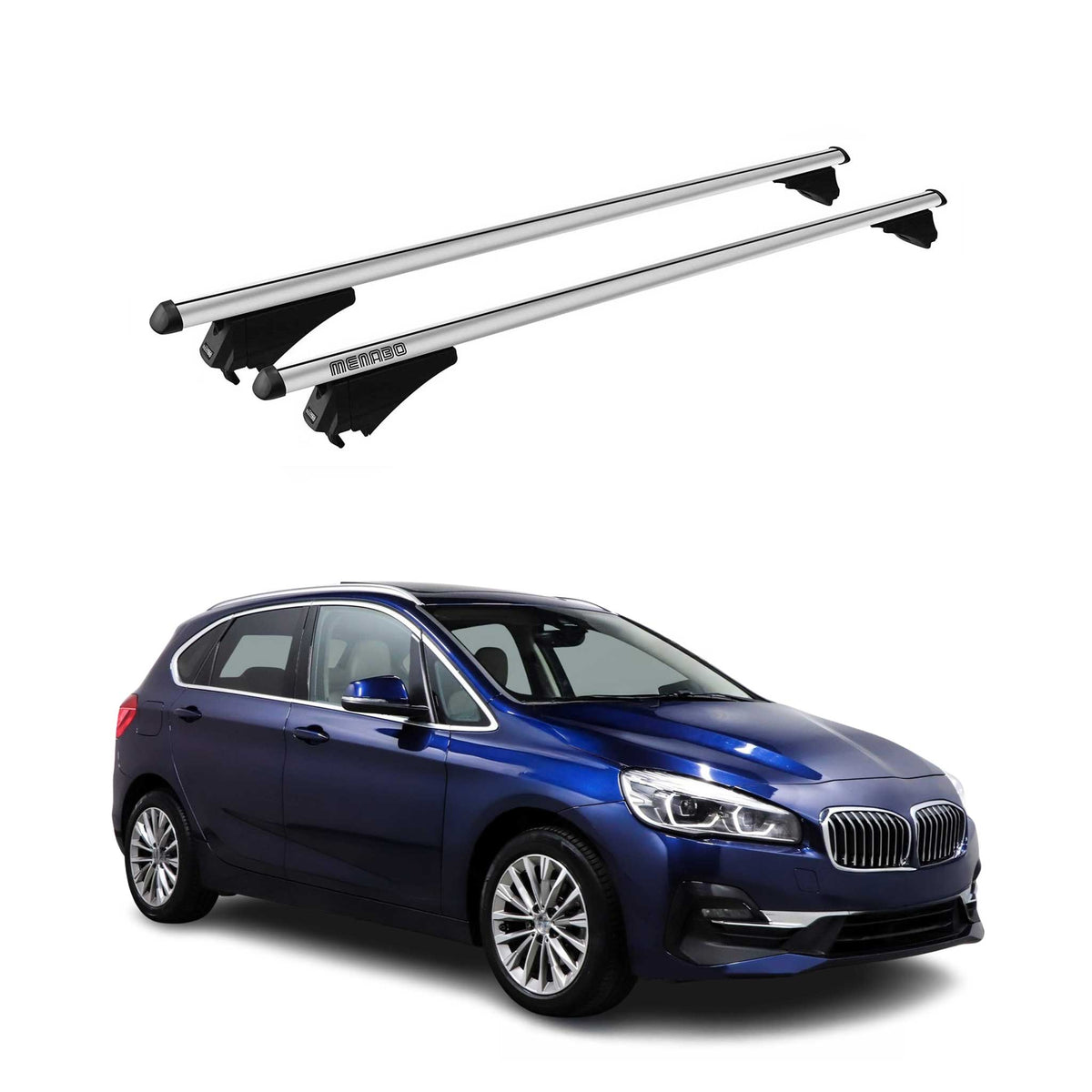 Menabo Barras de Techo Coche Baca para BMW Serie 2 F45 Active Tourer 2014-2018