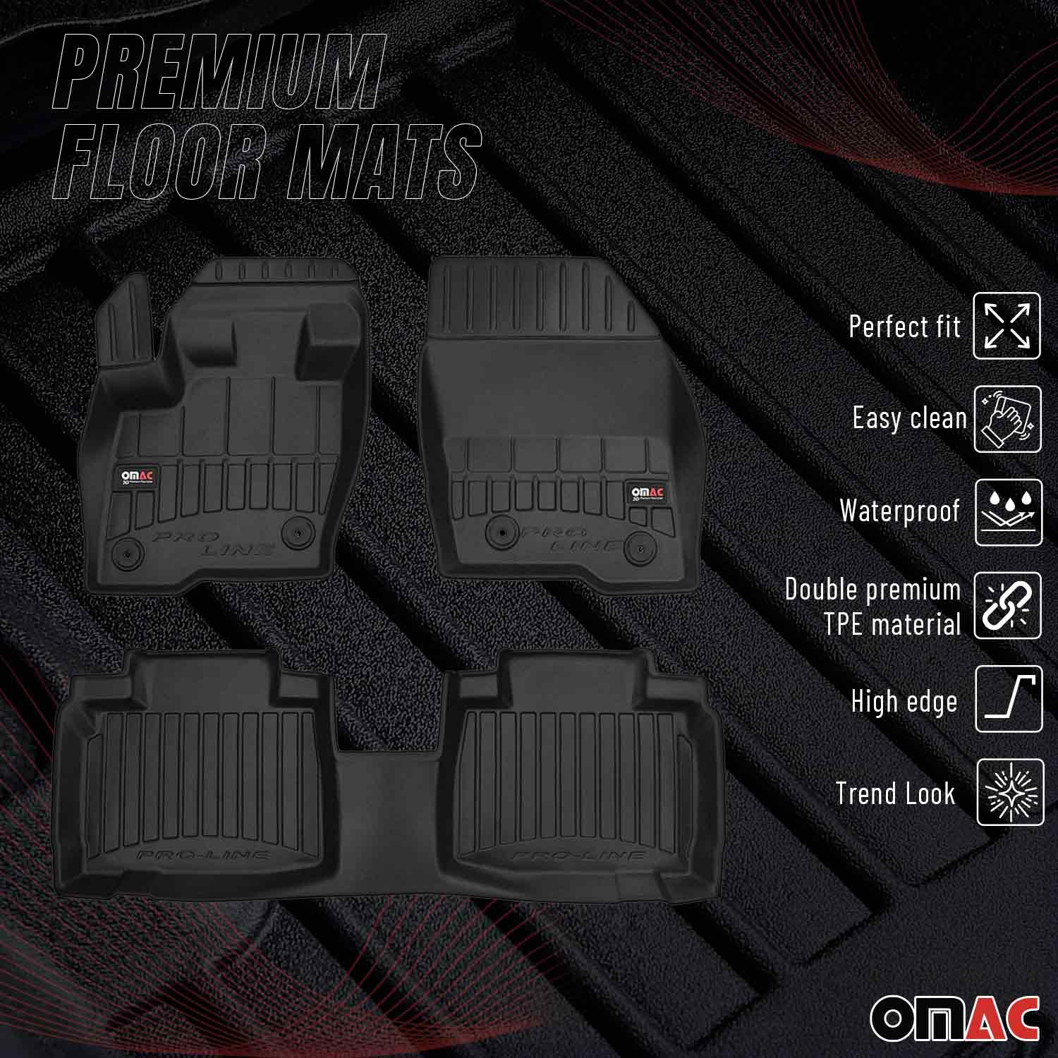OMAC Premium Alfombrillas De Coche para Ford Edge 2014-2024 Negro TPE Goma 4Pza