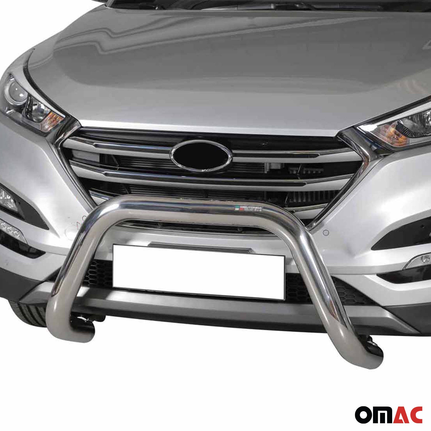 Bull Barra Frontal para Hyundai Tucson 2015-2018 Plata Brillante Acero 1Pza