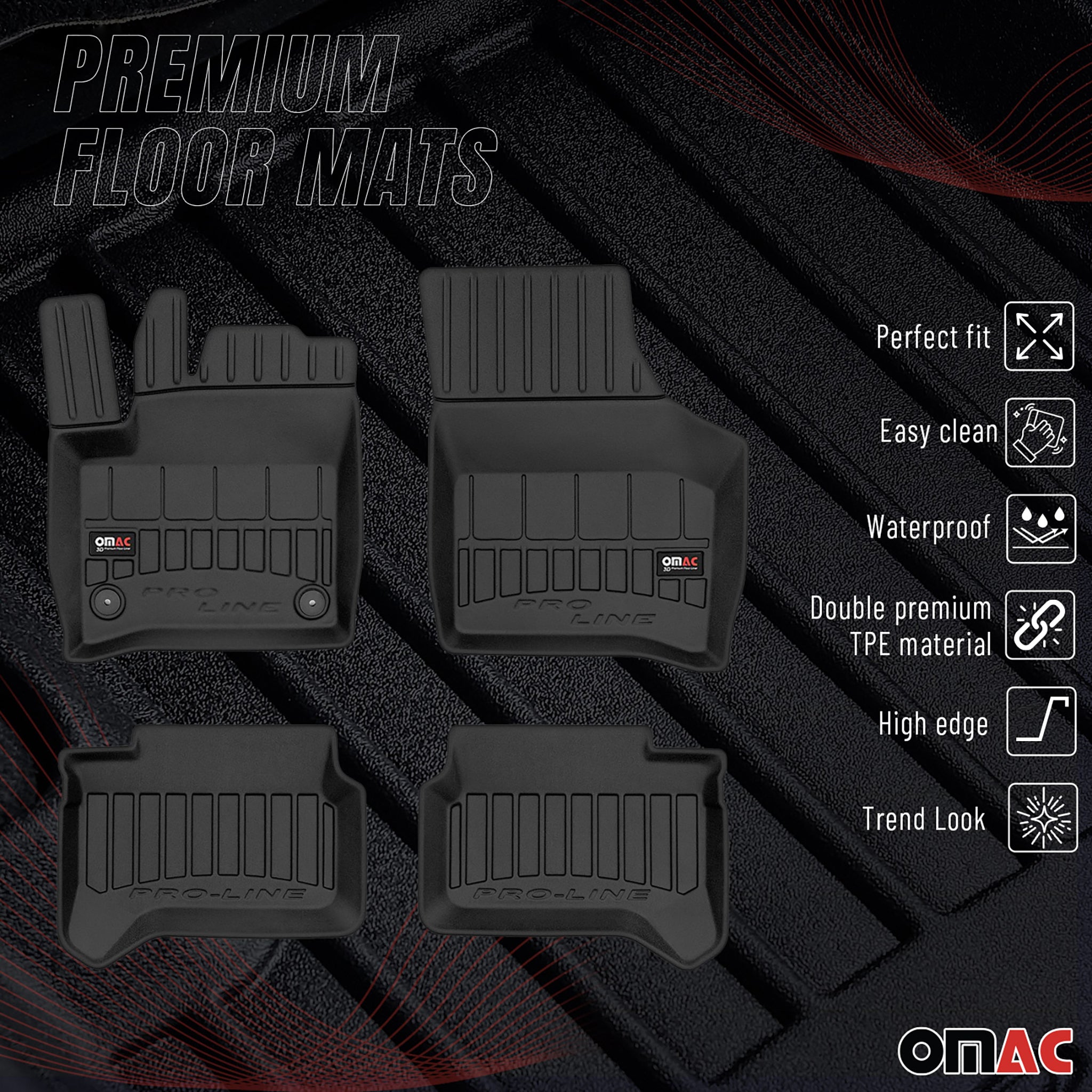 OMAC Premium Alfombrillas De Coche para Seat Citigo-e 2019-2025 TPE Goma 4x