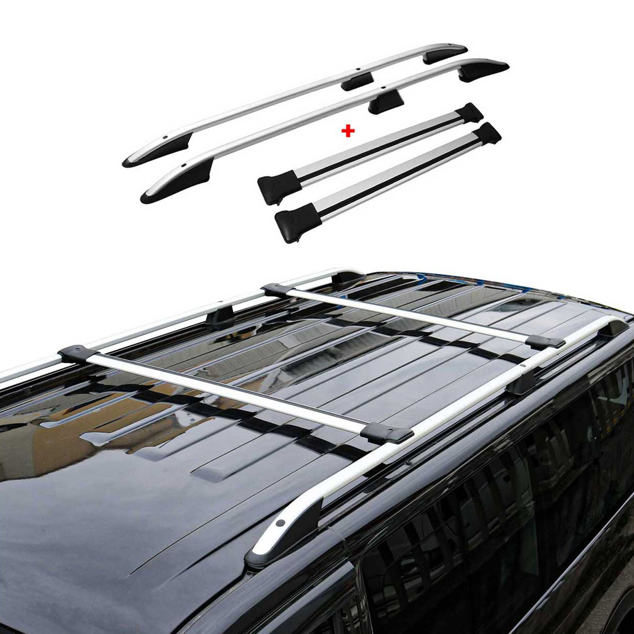 Rieles & Barras de Techo Coche para Renault Kangoo Mercedes Citan Gris Alu 4Pza