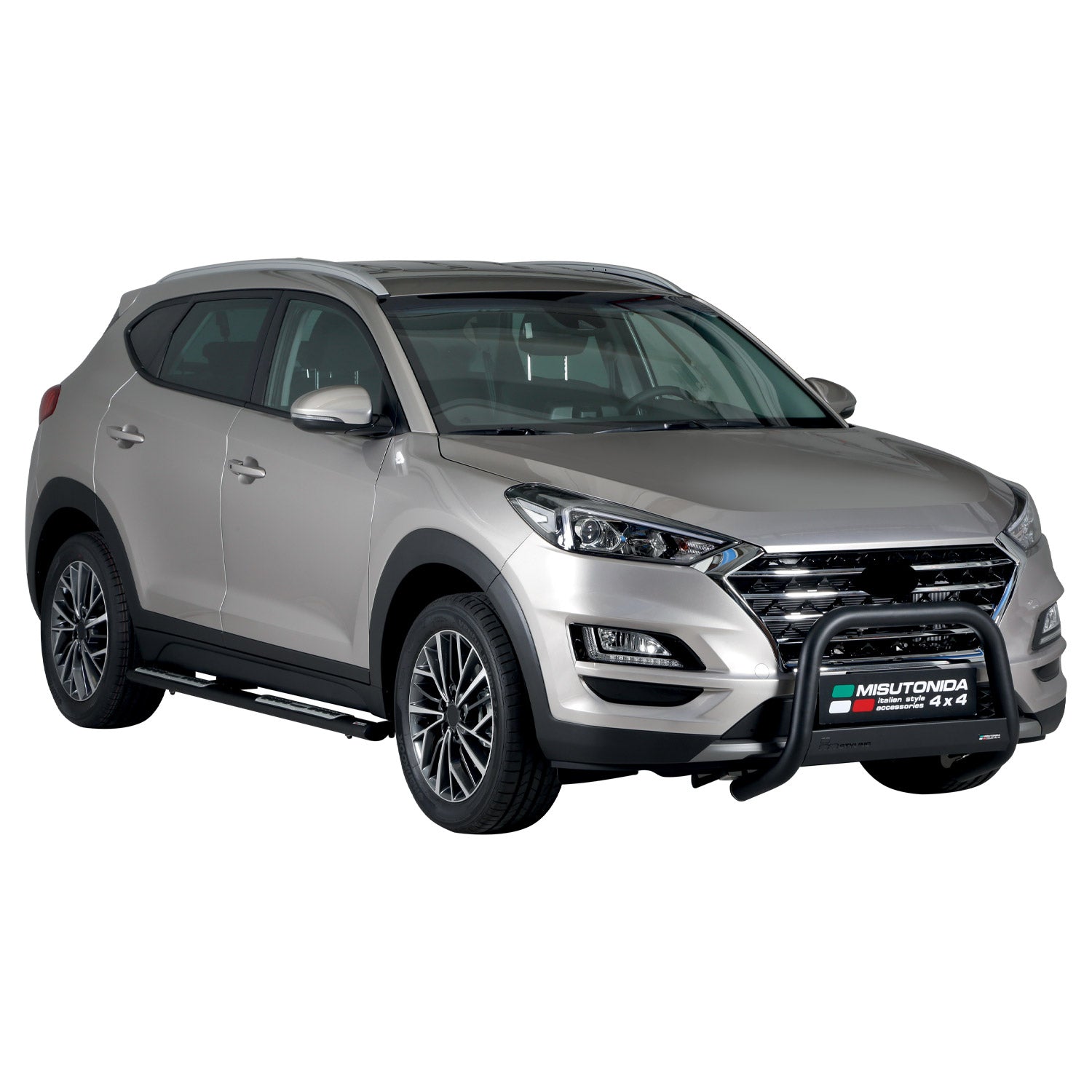 Bull Barra Frontal para Hyundai Tucson 2018-2021 Negro Brillante Acero