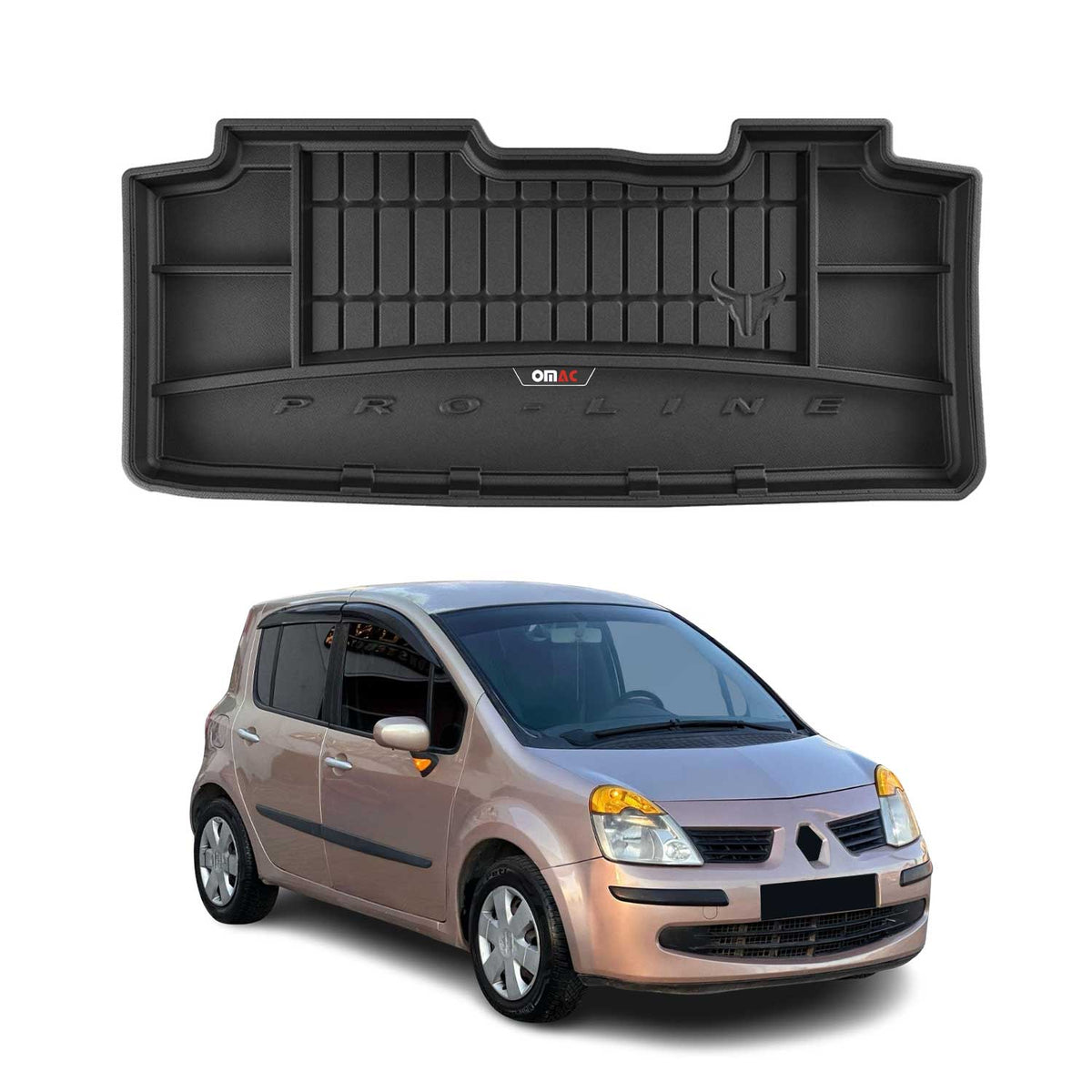 OMAC Premium Bandeja Maletero Alfombrilla para Renault Modus 2004-2012 Negro TPE