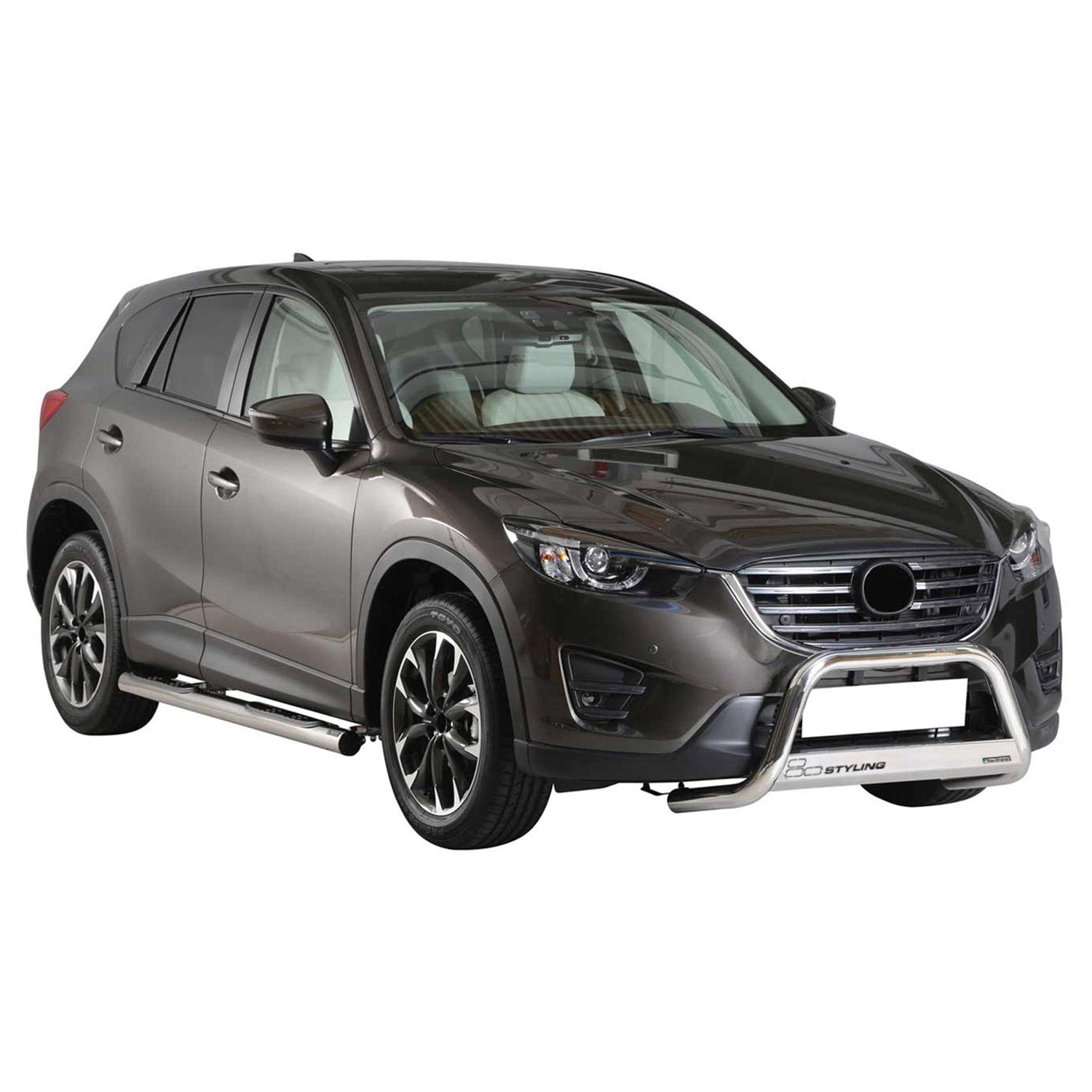 Bull Barra Frontal para Mazda CX-5 2015-2016 Plata Brillante Acero 1Pza