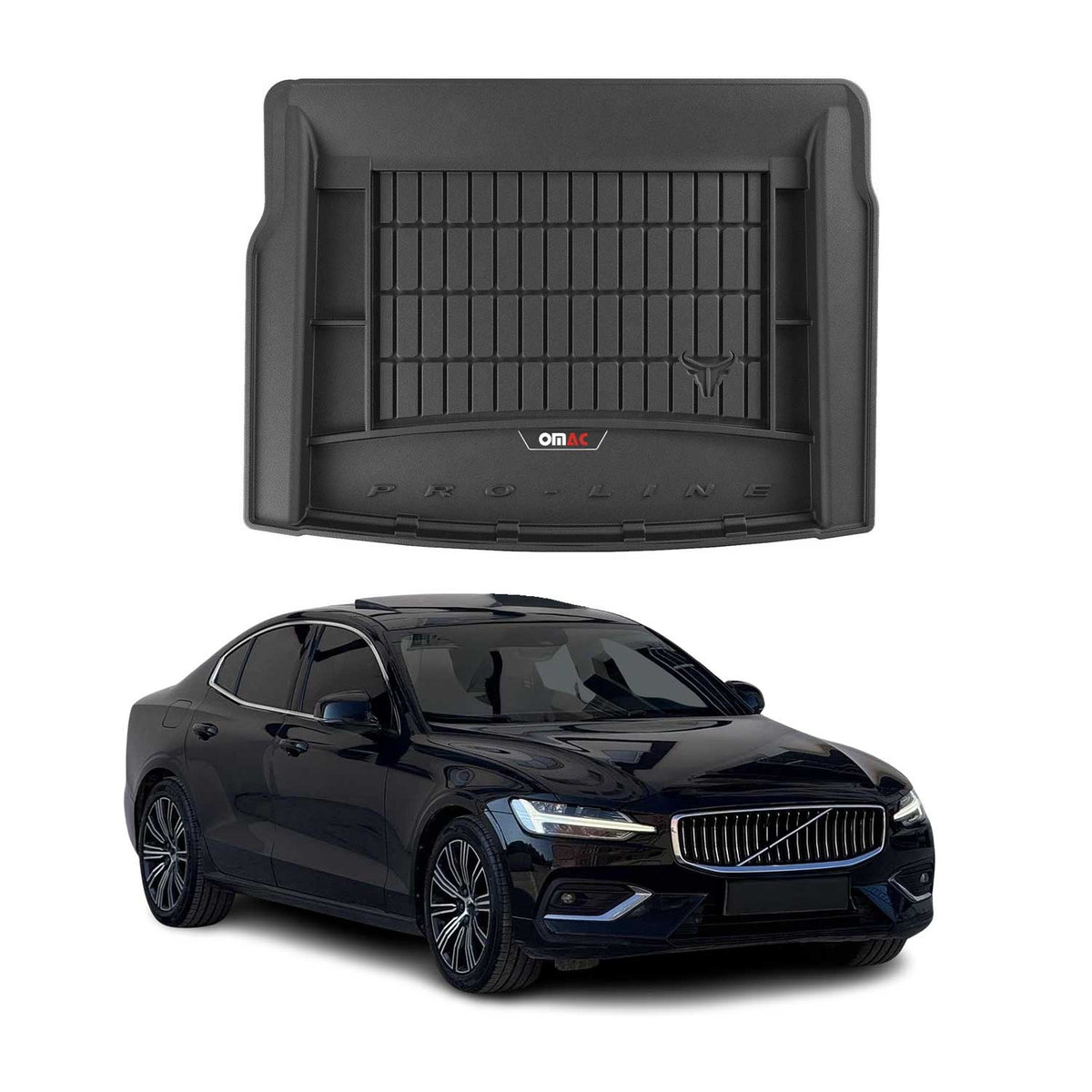 OMAC Premium Bandeja Maletero Alfombrilla para Volvo S60 2019-2025 Negro TPE