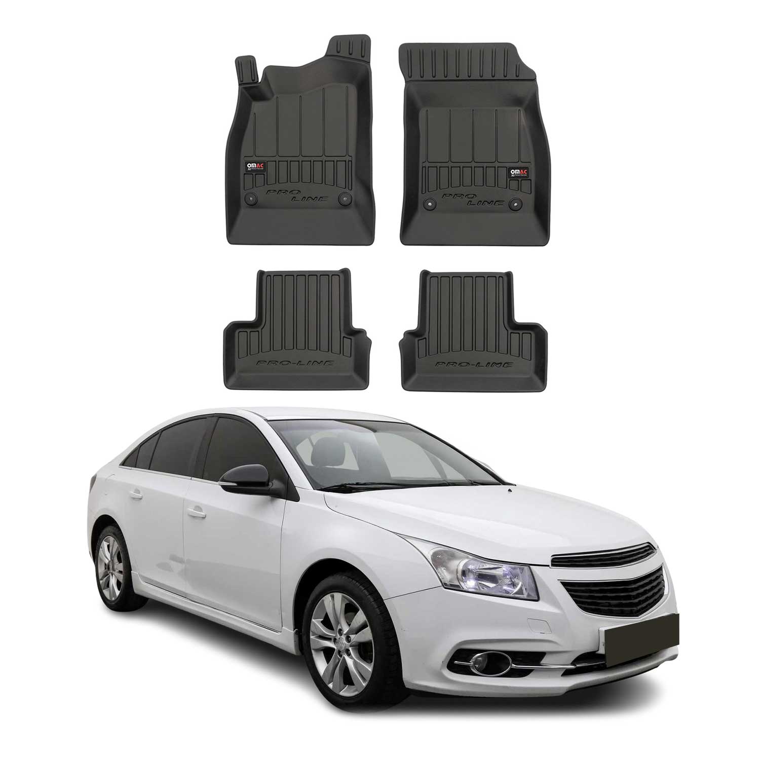 OMAC Premium Alfombrillas De Coche para Chevrolet Cruze 2009-2024 TPE Goma 4x
