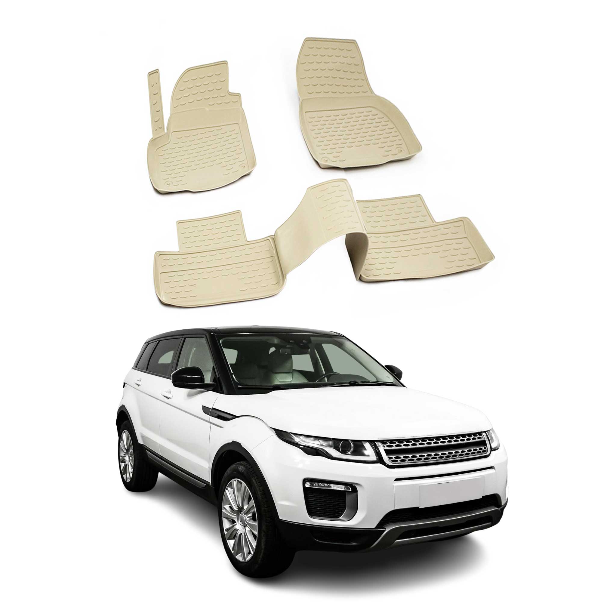 OMAC Alfombrillas De Coche para Range Rover Evoque 2011-2024 Beige Goma TPE 4Pza