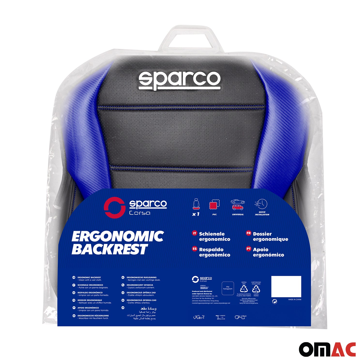 Sparco Funda de Asiento para Automóvil Universal Azul Negro